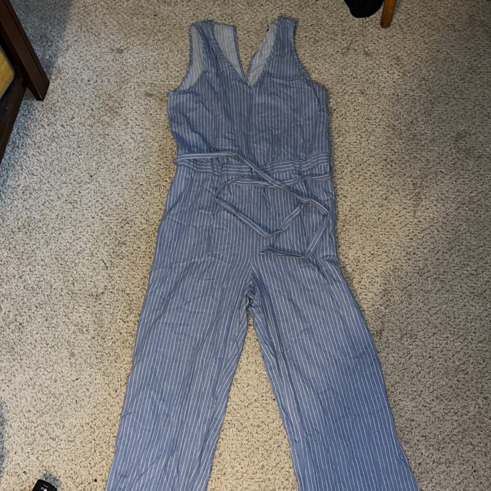denim short sleeve jumpsuit